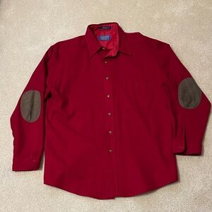 Vintage Pendleton 100% pure wool Red Casual Shirt with Elbow Patches size L